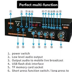 1000W Small Bluetooth Power Amplifier Stereo Receiver Audio Amp USB Music Player