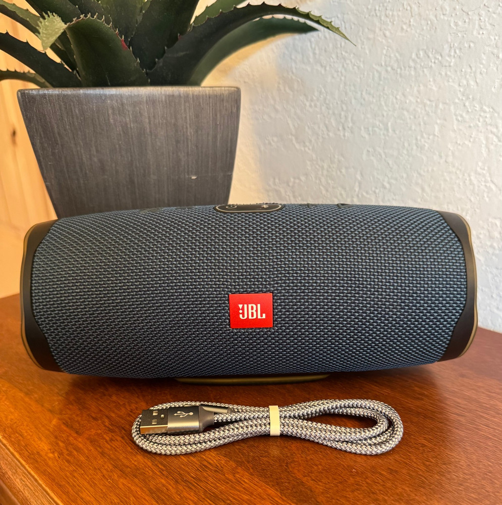 JBL Charge 4 Waterproof Bluetooth Speaker – Unique Blue on Black 2-Tone Look!