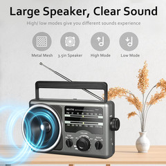 AM FM Portable Radio Battery Operated by 4X D Cell Batteries or AC Power