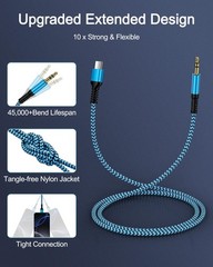 Samsung USB C Aux Cord, Braided Auxiliary to USB C, Type C to 3.5Mm Male Headpho