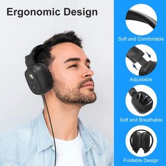 Stereo Foldable Receiver Over-Ear Headphone uses 2 AAA batteries (Not included)