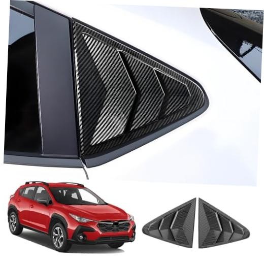 Chrome Carbon Fiber Style Car Rear Side Louvers Window Trim Panel for Subaru