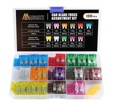 130 Pcs MADCATZ Standard Car Fuse, Blade Fuses Assortment kit (2A/3A/5A/7.5A/10A