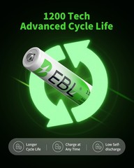 EBL 8 Packs Rechargeable AAA Batteries 1100mAh 1.2V Ni-MH Triple A Battery NiMH