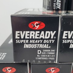 Eveready D Batteries Super Heavy Duty Carbon Zinc 1.5V 1250 R20 Case of 96