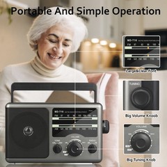 AM FM Portable Radio Battery Operated by 4X D Cell Batteries Or AC Power Tran…
