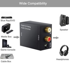 Digital To Analog Audio Converter Adapter (Black)