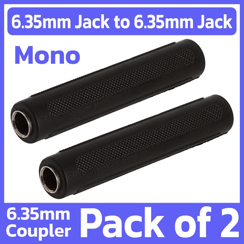 2 Pack 6.35mm Female to Female Coupler 1/4″ Jack Mono Adapter Gender Changer