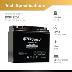 Used: 12V 20AH Rechargeable VRLA AGM Sealed Lead Acid Battery