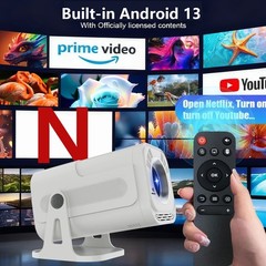 Android 13 Smart WiFi Projector HDMI 200ANSI Home Cinema