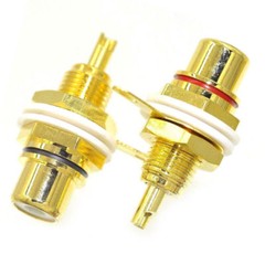 10 RCA Female Chassis Panel Mount Jack Socket Bulkhead Connector 24K Gold Plated