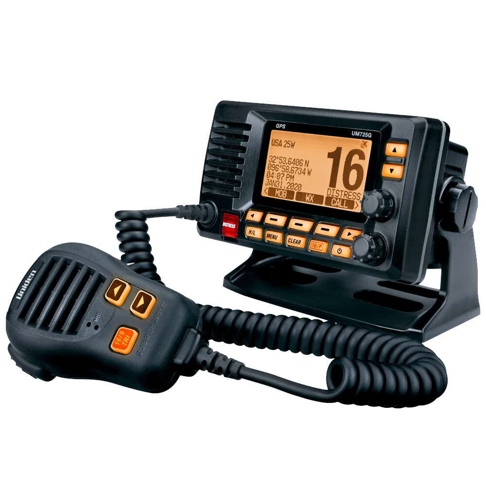 Uniden UM725 Fixed Mount Marine VHF Radio – Black UM725BK UPC 050633501979