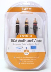 BAFO Premium 24K Gold Plated Composite RCA A/V Audio Video Cable 14′ 14FT