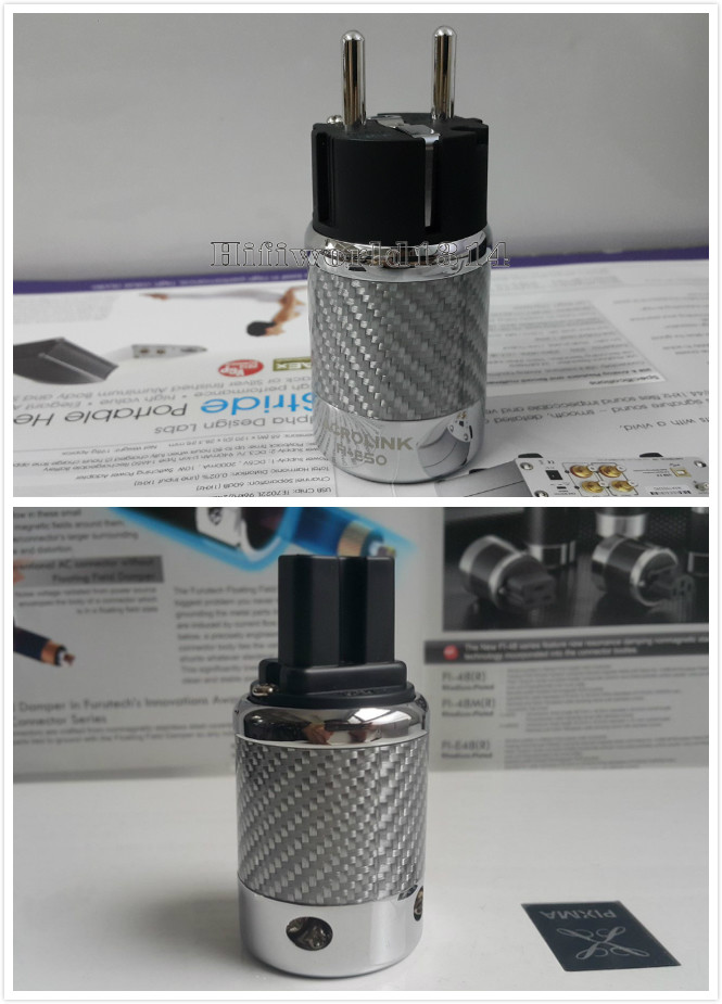 1Set AC Pure copper Platinum rhodium Power Plug Connector EU IEC Female Carbon