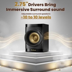 Bobtot Small Subwoofer Home Theater for TV Surround System 5 black and gold