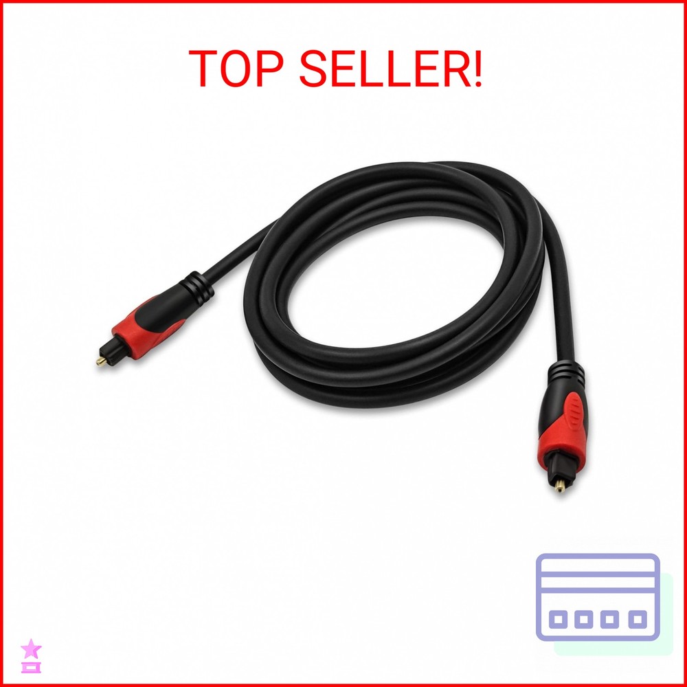 3FT Optical Audio Cable, Digital Audio Fiber Optic Cable Toslink, Flexible Jacke