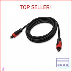 3FT Optical Audio Cable, Digital Audio Fiber Optic Cable Toslink, Flexible Jacke