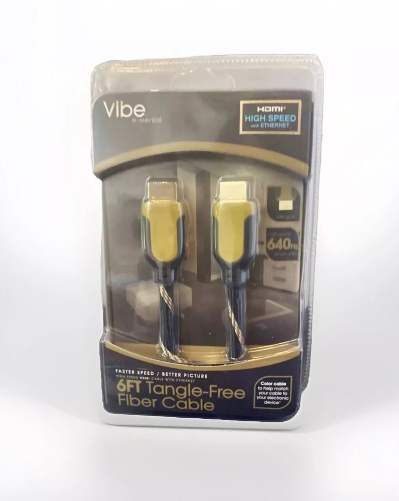 VIBE 6ft Tangle-Free Fiber Cable HDMI High Speed w/Ethernet NIP