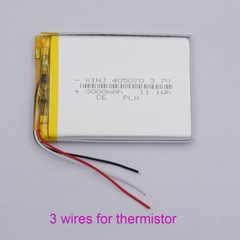 3.7V 3000mAh 11.1Wh Li-Polymer Li Battery 405070 Li-ion NTC 3-Wires Thermistor