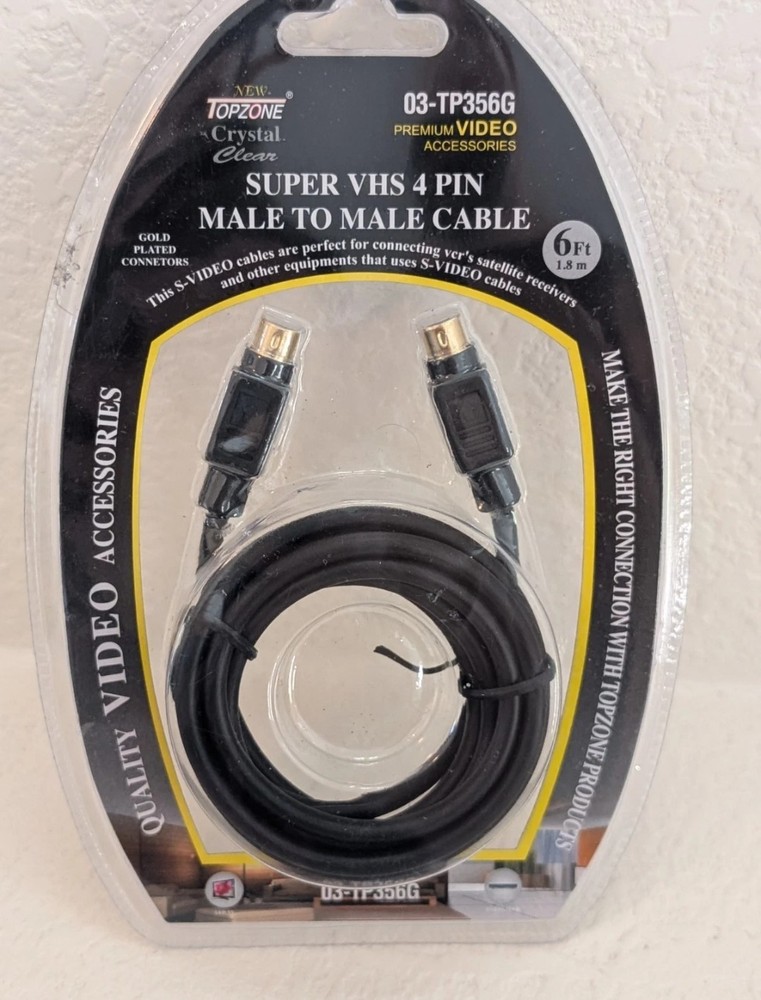 S-Video 4-Pin Male-to-Male 6ft Gold-Plated S Cable. DVD VCR TV DVR. 72 PIECES $$