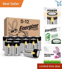 Alkaline D Batteries Pack of 12 Long Lasting Power for Household Use