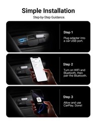 ZUCWO 2-in-1 Mini Wireless CarPlay Adapter for iOS Android Auto Plug and Gray