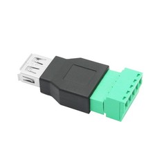 1 Pair USB 2.0 A Female to 5 Pin Screw Terminal Solderless Adapter Connector