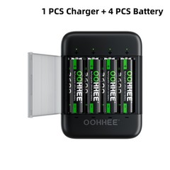 OOHHEE 4/8/12/16x AA 3600mWh Rechargeable Lithium Batteries 1.5V Charging Box