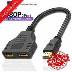 HDMI Splitter Cable 1 Male to 2 Female Adapter 1080P 4K TV Monitor