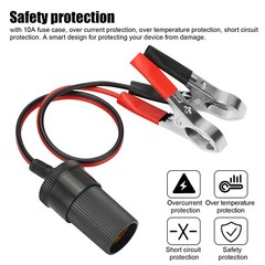 2X Car Battery Alligator Clamp Cable Clip Lot Cigarette Lighter Adapter Socket