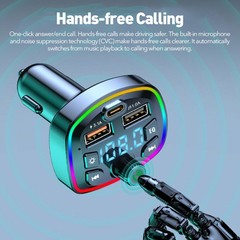 Wireless Bluetooth 5.0 Car Hands-Free FM Transmitter Adapter 2USB PD Charger US