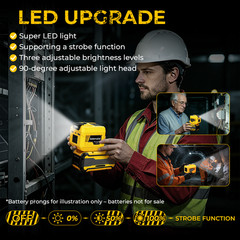 220W Power Inverter Compatible with Dewalt 18-20V Battery with 200lm LED Light