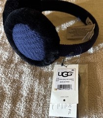 UGG WIRED EARMUFFS TEXTURED KNIT NAVY & BLACK NEW IN BOX WITH TAGS