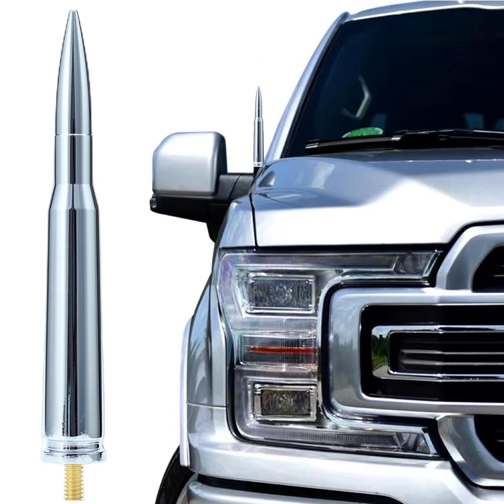 50 Cal Truck Chrome Bullet Antenna Fit for Ford F150 F250 F350 Raptor/Dodge R…