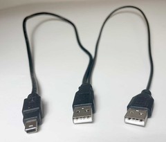 USB Dual Power For Y Shape 2x Type A- Mini B Cable, 18″