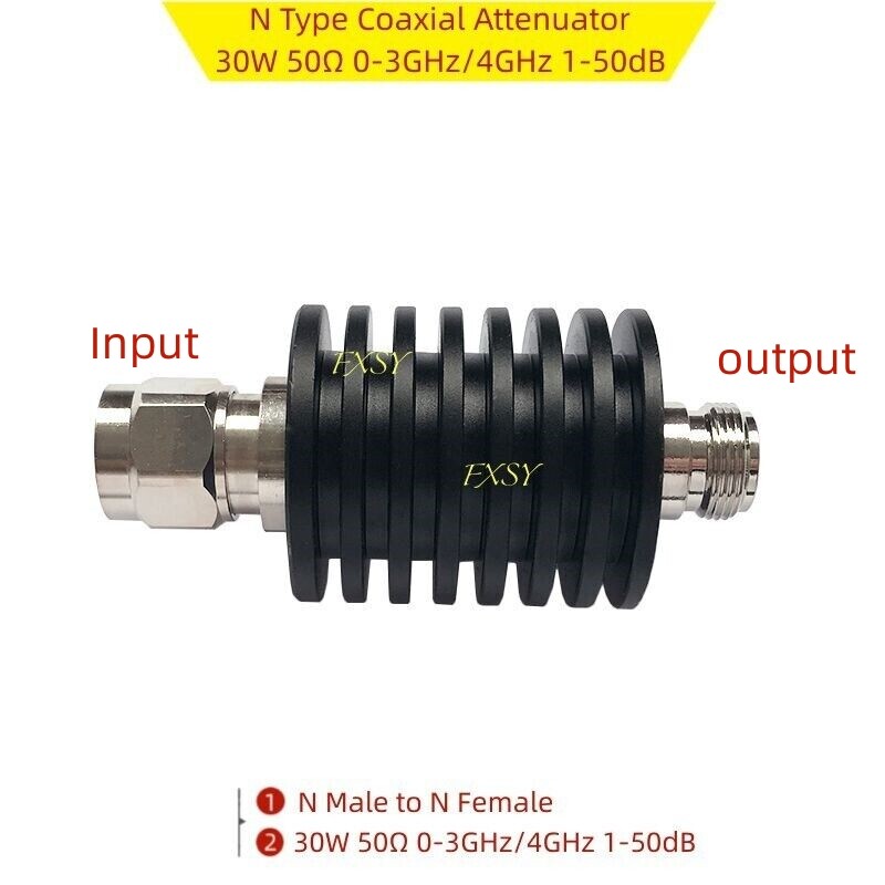 N Type Coaxial Attenuator 30W 50Ω 0-3GHz/4GHz 1/2/3/5/6/10/15/20/25/30/40/50dB