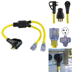 Conntek 14960 Rv 3-Feet Y Cable Adapter Rv 30A Plug To 2 U.S 3 Prong