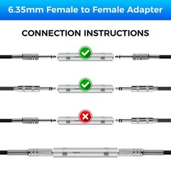 1/4 Inch TRS/TS Female to Female Gold-Plated Coupler, 2 Pack