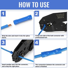 500Pcs Insulated Electrical Straight Butt Splice Crimp Wire Connectors Terminals