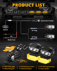 AUXBEAM 4″inch 72W Side Shooter LED Work Pods Lights with Amber DRL Driving Lamp