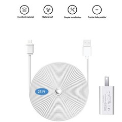 25ft Weatherproof Micro-USB Charging Cable for SimpliSafe Outdoor Cam