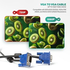 Lot of 1-100 5FT 15 PIN VGA Monitor adapter M/M Male To Male Cable For PC TV