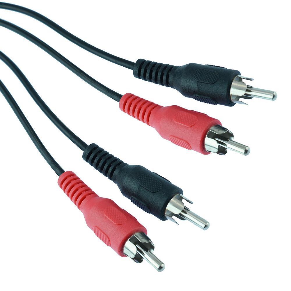 Red / Black Twin 2 RCA Phono Plug to Plug Cable Lead 1m 2m 3m 5m 10m