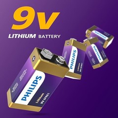 Philips 9V Lithium Battery 4 Pack Ultra Long Lasting Smoke Detector Alarm