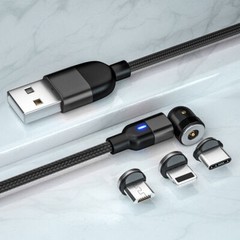 180°+360° Rotate Magnetic Charger Cable Phone Fast Charging Type C Micro USB IOS