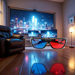 1Pcs Black Adult Black Frame Red Blue 3D Glasses for Dimensional Anaglyph Movie