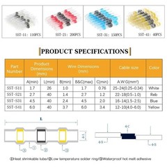 500PCS Heat Shrink Solder Waterproof Seal Sleeve Wire Connectors Terminal Kit US
