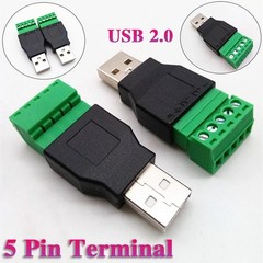 USB 2.0 Type A Male Female to 5Pin Screw Connector Jack Shield Terminal Plug