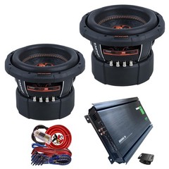 2x Memphis Audio MOJO Pro MJP844 3000W Subwoofers + Audio360 6000W Car Amp + Kit