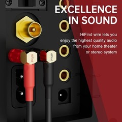 Bi-Wire Speaker Cable 6ft with Gold-Plated Banana Plugs for Home Audio